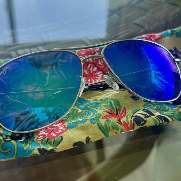 AUTHENTIC MAUI JIM CLIFF HOUSE Polarized Silver Blue Hawaii MJ247-17 59/15/120 - Picture 1 of 6